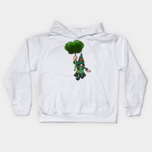 Female Leprechaun Gnome Flying With Clover Leaf Kids Hoodie